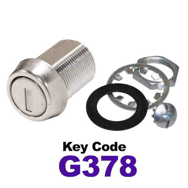 Global RV SS Compartment Lock, Cam/Blade Style, 7/8in Threaded Barrel, Blades not Included, Keyed to G378 CLB-378-78-SS - main